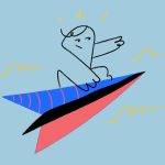 Man rides an arrow upwards